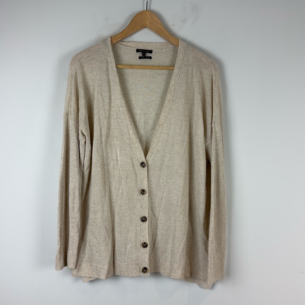 Massimo Dutti Linen blend button front cardigan size medium